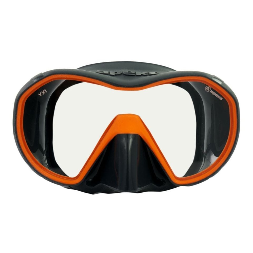 Apeks VX1 Gri Silikon/Turuncu Çerçeve Pure Lens Dalış Maskesi