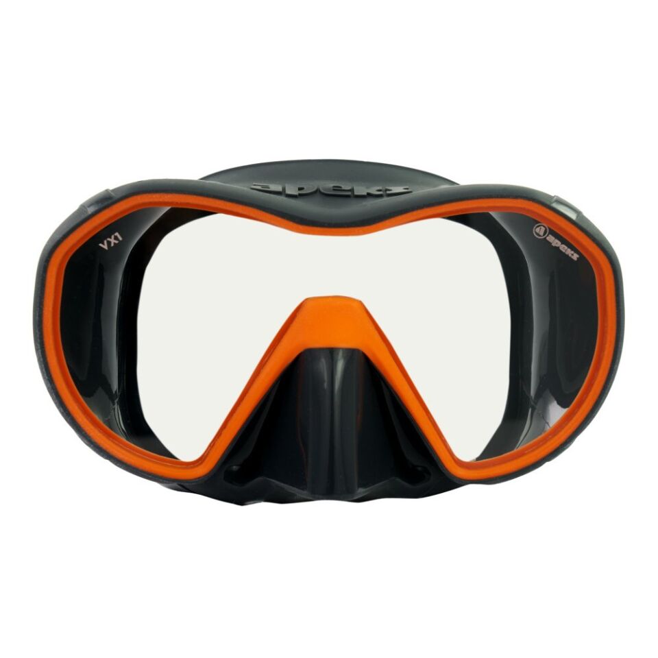 Apeks VX1 Gri Silikon/Turuncu Çerçeve Pure Lens Dalış Maskesi
