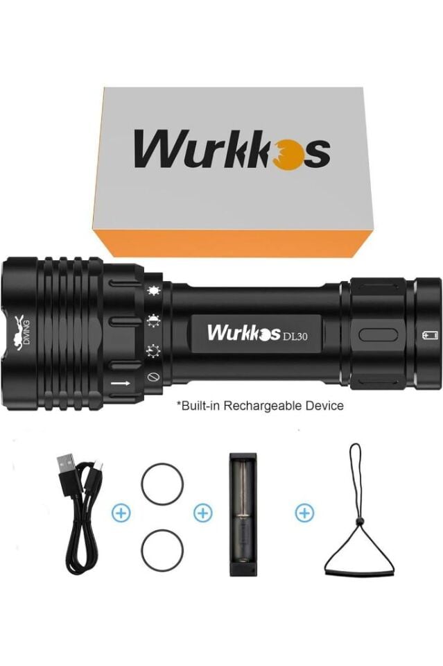 Dalış Lambası, 3600 Lümen Dalış El Feneri, Şarj Edilebilir, IPX8 Su Geçirmez, Su Altı El Feneri